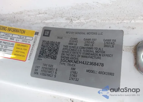 2018 Chevrolet Silverado 1500 Wt из США, поврежденный, VIN 1GCNKNEH4JZ368478